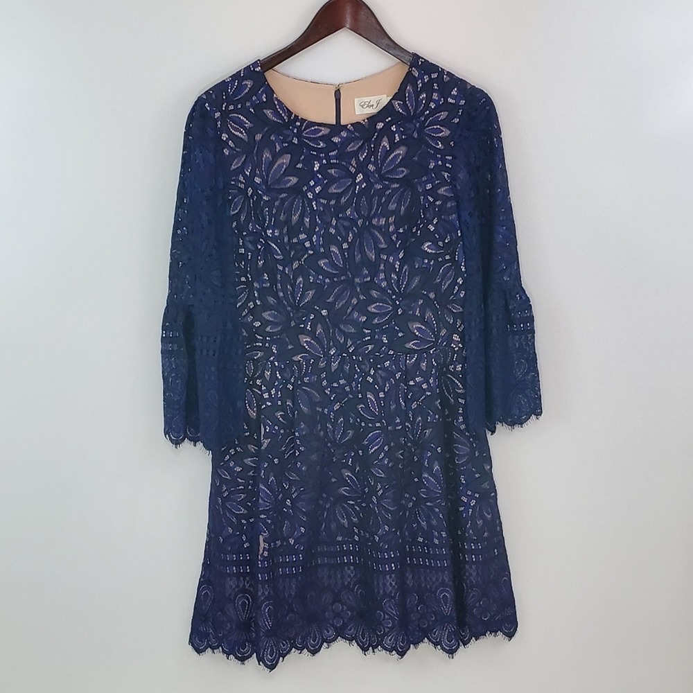 Eliza J Bell Sleeve Lace Midi Dress